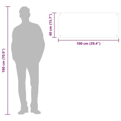 Кухненски гръб, черен, 100x40 см, закалено стъкло