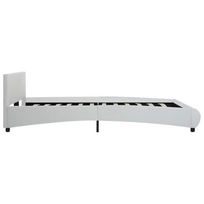 Рамка за легло с LED, бяла, изкуствена кожа, 180x200 cм