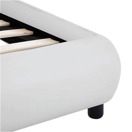 Рамка за легло с LED, бяла, изкуствена кожа, 180x200 cм