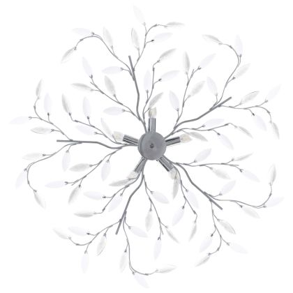 Лампа за таван с акрилни кристални листа за 5 крушки E14 бяла