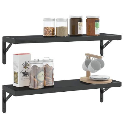 Скоби за рафт 4 бр 23,5x2,5x15,5 см черен неръждаема стомана