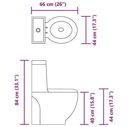 Керамичен моноблок тоалетна чиния кръгла долно оттичане бяла