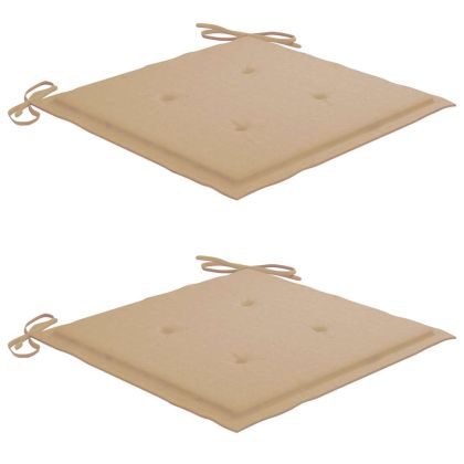 Градински столове, 2 бр, бежови възглавници, тиково дърво масив