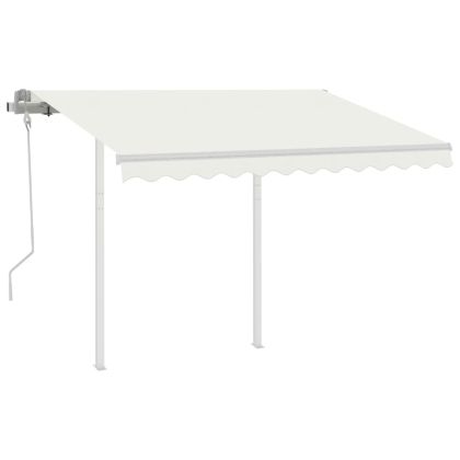 Ръчно прибиращ се сенник с прътове, 3,5x2,5 м, кремав