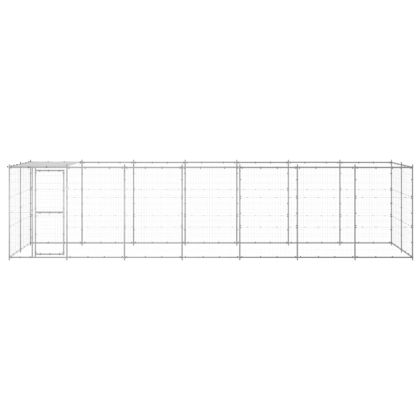 Външна клетка за куче с покрив, поцинкована стомана, 16,94 м²