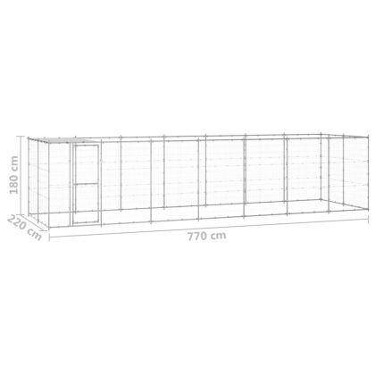 Външна клетка за куче с покрив, поцинкована стомана, 16,94 м²