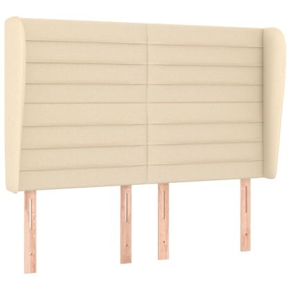 Горна табла за легло с уши, кремава,147 x 23 x 118/128 см, плат