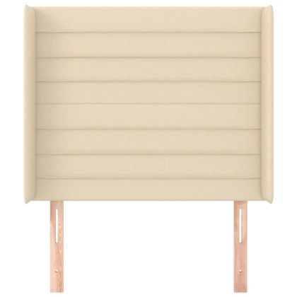 Горна табла за легло с уши, кремава, 103x16x118/128 см, плат