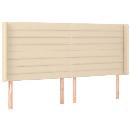 LED горна табла за легло, кремава, 163x16x118/128 см, плат