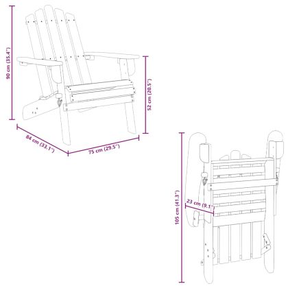 Градински столове "Адирондак", 2 бр, акациево дърво масив