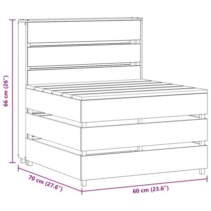 Градинска палетен среден диван, сив, импрегнирано борово дърво