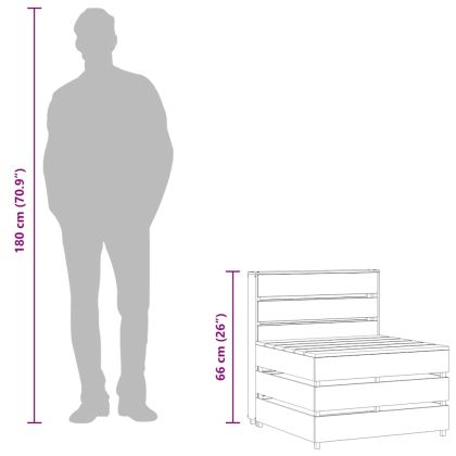 Градински палетен среден диван, импрегнирано борово дърво