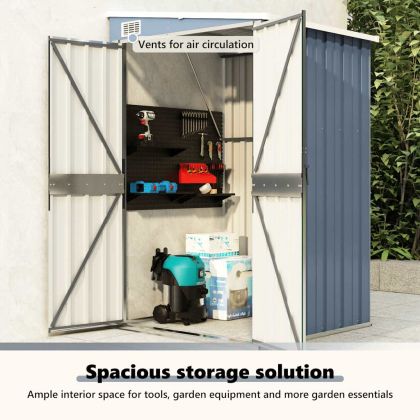 Градинска барака за стенен монтаж сива 118x100x178 см стомана