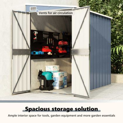 Градинска барака за стенен монтаж сива 118x194x178 см стомана