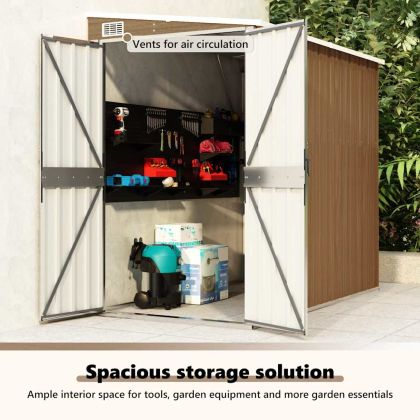 Градинска барака за стенен монтаж кафява 118x194x178 см стомана