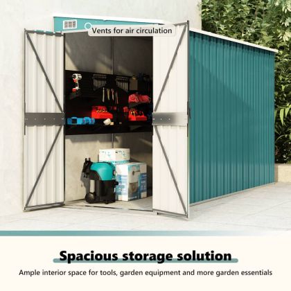 Градинска барака, зелена, 118x288x178 см, поцинкована стомана