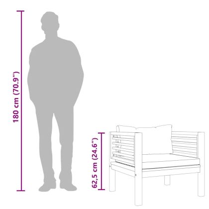 Градински стол с кремавобели възглавници, акациево дърво масив