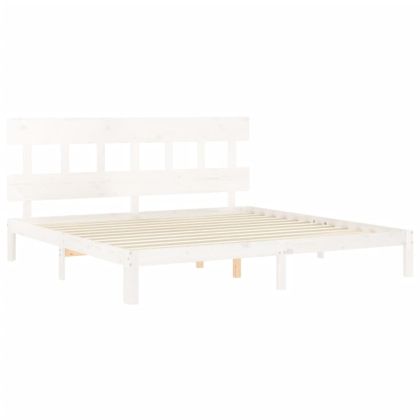 Рамка за легло без матрак, бял, 200x200 см, бор масив