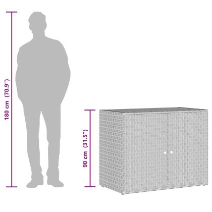 Градински шкаф за съхранение, черен, 100x55,5x80 см, полиратан