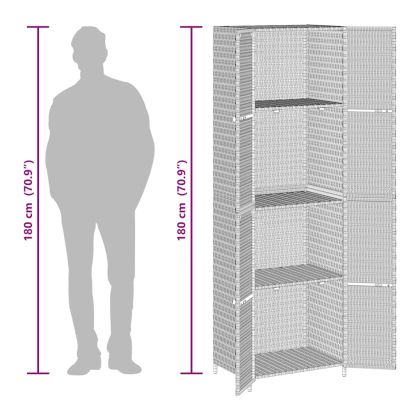 Градински шкаф за съхранение, черен, 59x40x180 см, полиратан