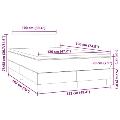 Боксспринг легло с матрак и LED бяло 120x190 см изкуствена кожа