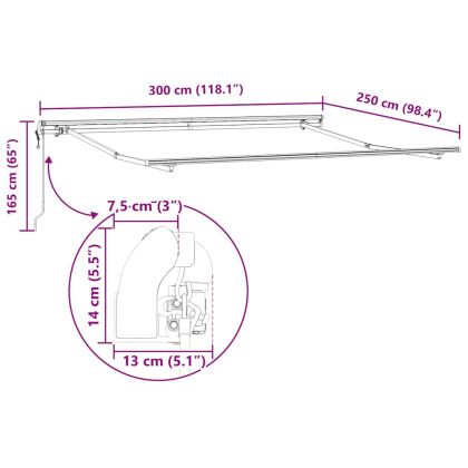 Автоматично прибираща се тента, кафяв, 300x250 см