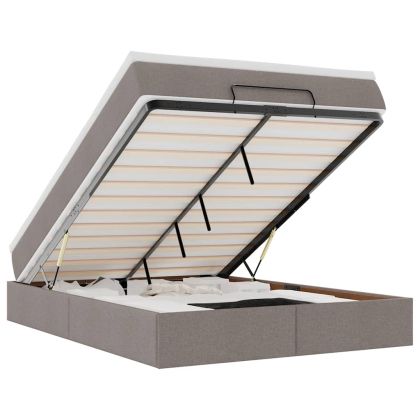 Османска легло с матрак, таупе, 140x200 см, плат