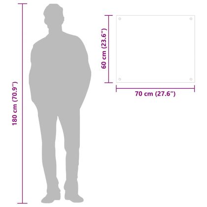 Кухненски гърбове, 2 бр, бял, 70x60 см, закалено стъкло