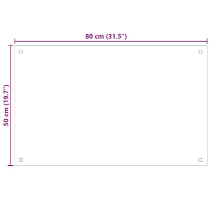 Кухненски гърбове, 2 бр, бял, 80x50 см, закалено стъкло