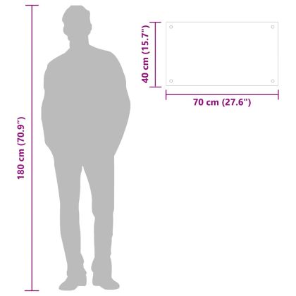 Кухненски гърбове, 2 бр, черен, 70х40 см, закалено стъкло