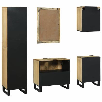 Комплект мебели за баня с чекмедже 5 pcs Кафяво Инженерно дърво