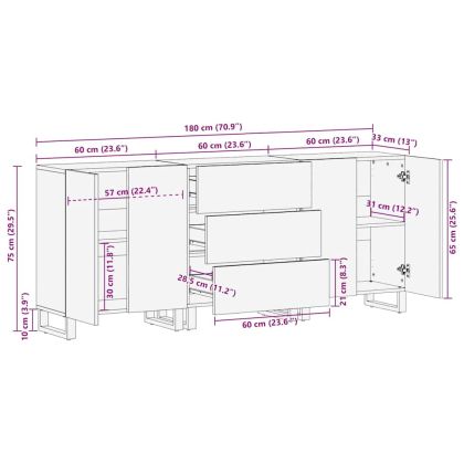 Комплект мебели за баня с чекмедже 3 pcs Кафяво Инженерно дърво