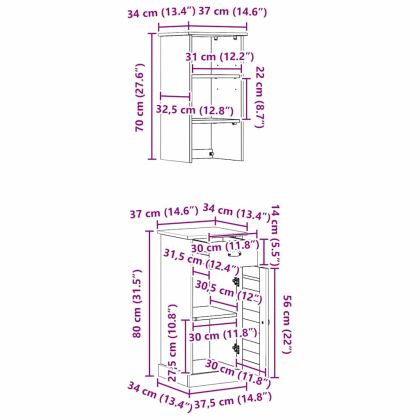 Комплект мебели за баня с чекмедже VIGO 2 pcs Кафяв и бял