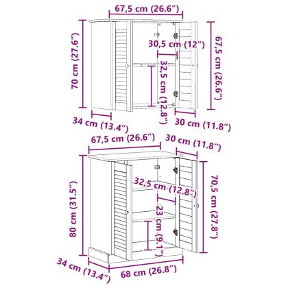 Комплект мебели за баня с рафт 2 pcs Кафяво 67.5 x 34 x 80 см