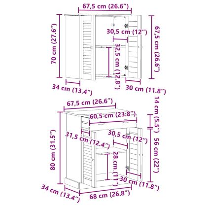 Комплект мебели за баня VIGO 2 pcs Кафяво 67.5 x 34 x 80 см