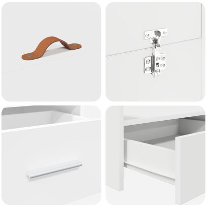 Легло с място за съхранение Бяло 180 x 200 cm Инженерно дърво