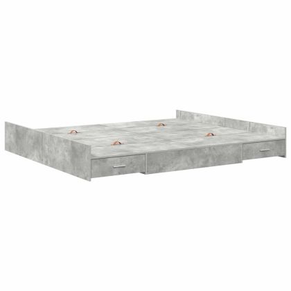 Легло с място за съхранение Циментено сиво 180 x 200 cm