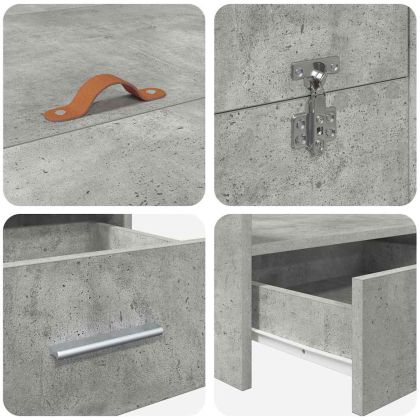 Легло с място за съхранение Циментено сиво 135 x 190 cm