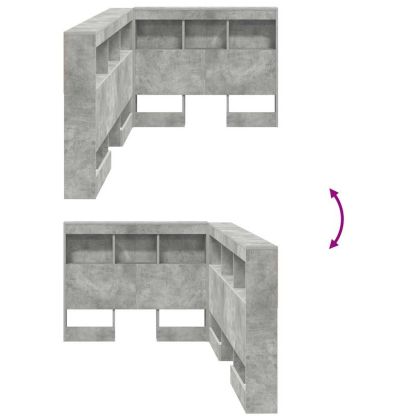 Табла за съхранение с рафт Циментено сиво 80 cm Инженерно дърво