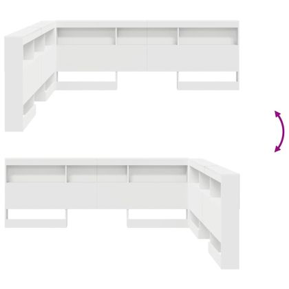 Табла за съхранение с рафт Бяло 200 cm Инженерно дърво