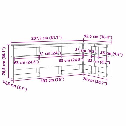 Табла за съхранение с рафт Черния дъб 75 cm Инженерно дърво