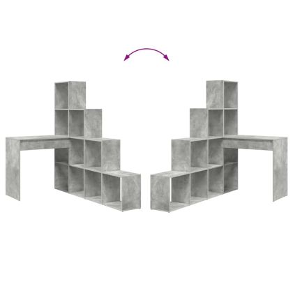 Ъглово бюро с рафт Циментено сиво 101,5 x 149,5 x 149,5 см