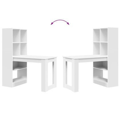 Бюро с рафт Бяло 122 x 67 x 145 см Инженерно дърво