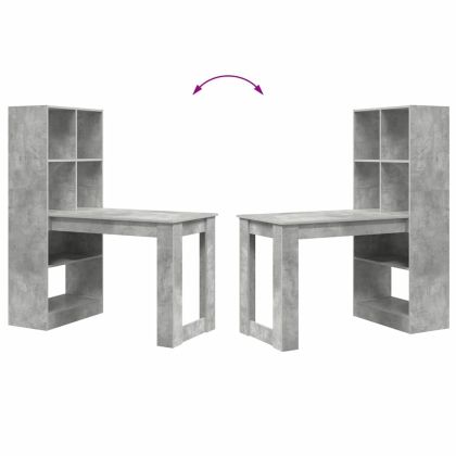 Бюро с рафт Циментено сиво 122 x 67 x 145 см Инженерно дърво