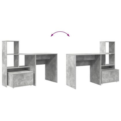 Бюро Циментено сиво 131,5 x 50 x 106,5 см Инженерно дърво