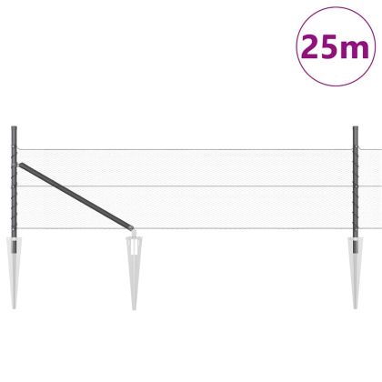 Оградa с колчета Сив 0.4 x 25 м Покрит със PVC стомана