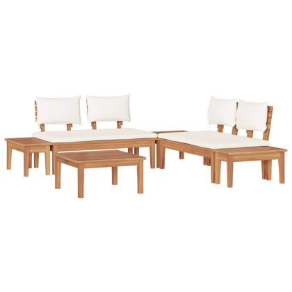 Комплект градинска пейка с възглавница 3 pcs Кафяв и Кремав