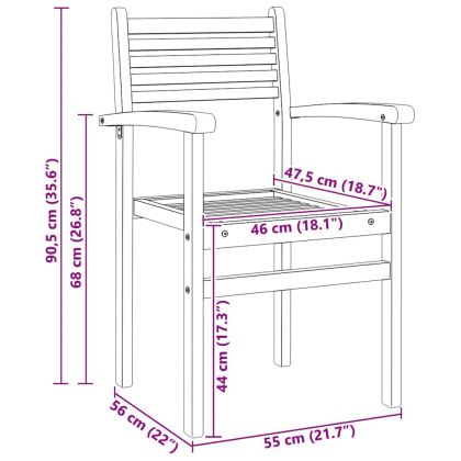 Струпваеми градински столове 6 pcs Кафяво 55.5 x 55.5 x 90 см