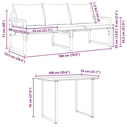 Градински Софа Комплект 6 pcs Черно Стомана