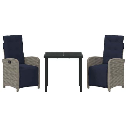 Комплект за хранене в градината 3 pcs Сив полиратан